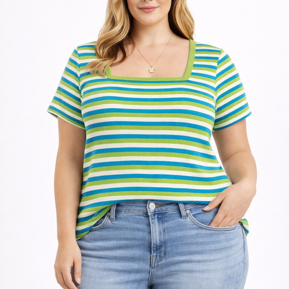 Vibrant Striped Short Sleeve Top